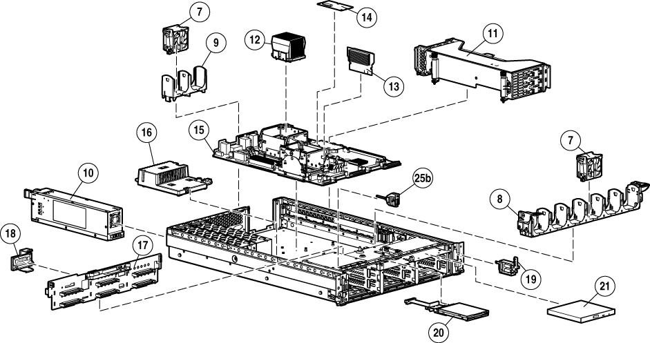 System components exploded view (SCSI model)