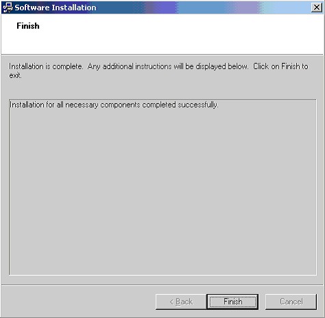 Software Installation confirmation