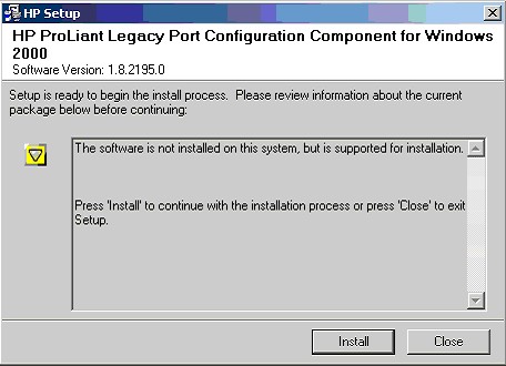 HP Setup component installation confirmation