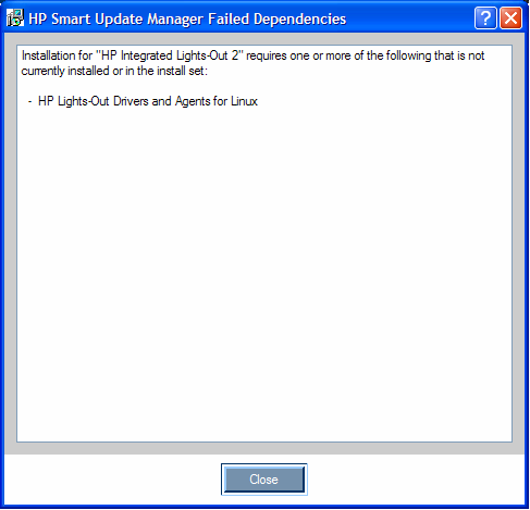 HP Smart Update Manager Failed Dependencies