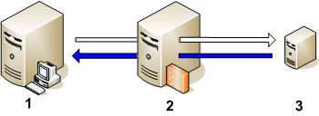 A management server communicates with a node through an HTTP proxy