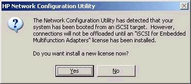 Install Accelerated iSCSI license message