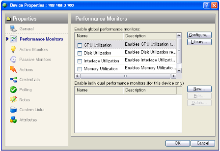 Device Properties - Performance Monitors