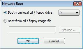 'Network boot' window