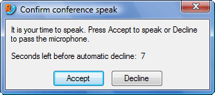 "Confirm conference speech" window