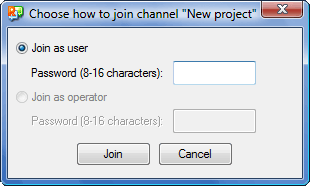 "Channel Join Mode" window