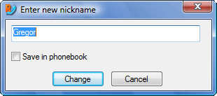 "Change Nick" window