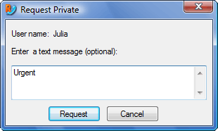 "Request Private" window