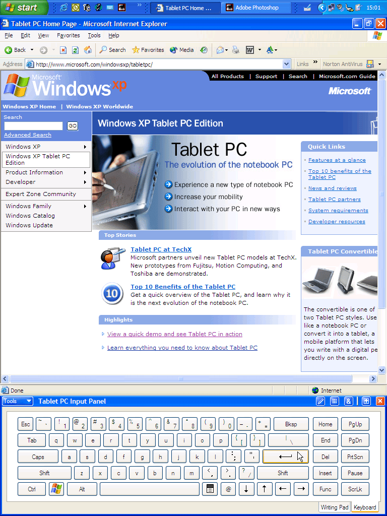Figure 2-2 Use the Input Panel keyboard to enter text as well as keyboard commands such as Enter, Tab, and Delete.