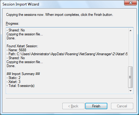Xbrowser Session Import Wizard: Step 2