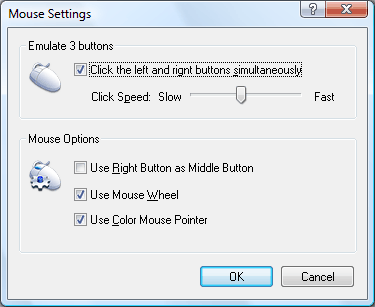 Mouse Settings Dialog Box