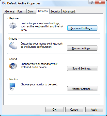Xconfig Properties Dialog Box, Devices Tab