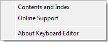 Keyboard Editor Help Menu