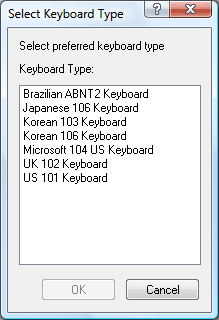 Select Keyboard Type Dialog Box