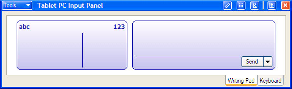 Figure 2-28 The character recognizer displayed on the left of Input Panel.